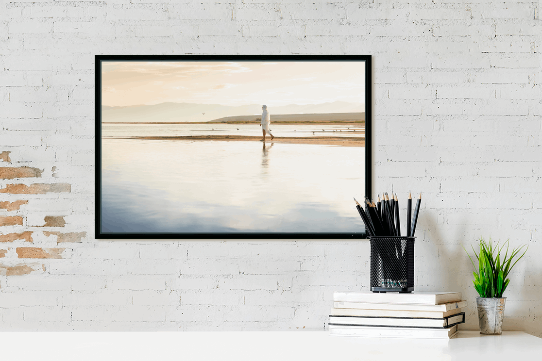 Infusing light into any space, this portrait of Christ embodies a brightness of hope and kindness. Calming hues of neutral colors compliment all types of home decor. Modern minimalist portrait of Jesus Christ for your Christian home or as the perfect gift for someone you love. Portrait by H. Walker Photoart @thelightgallery_