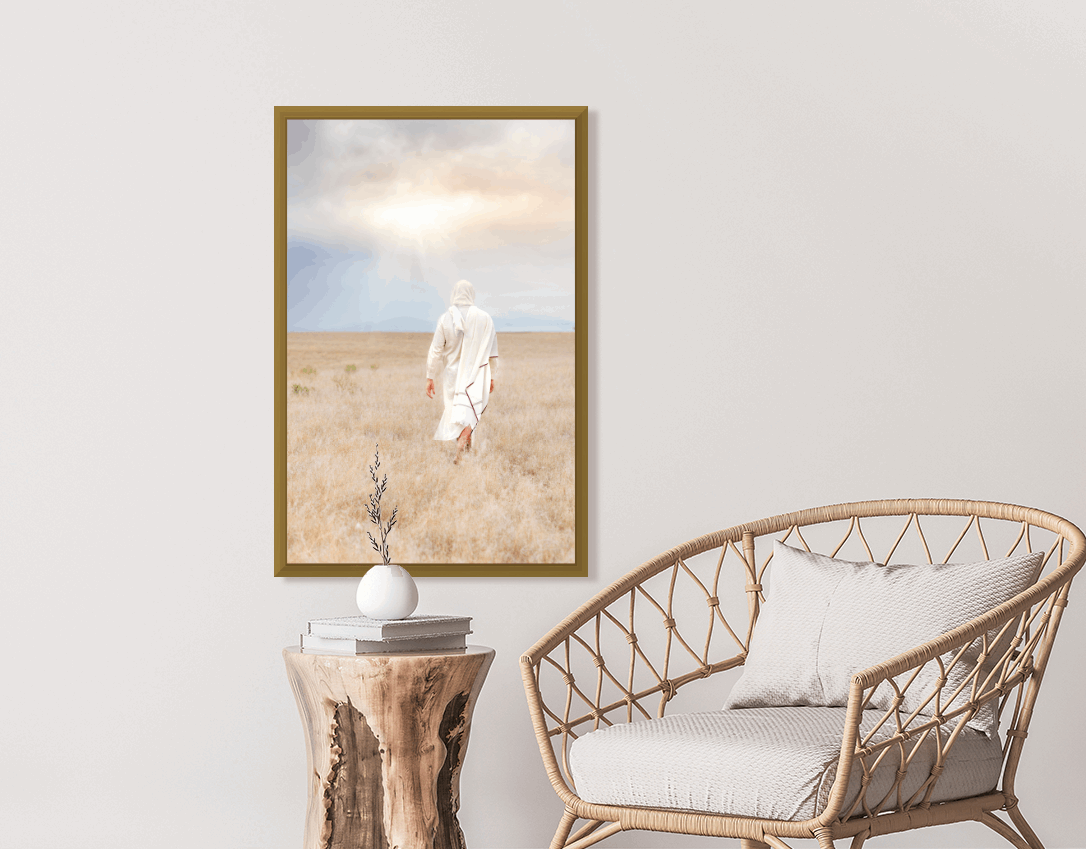 Infusing light into any space, this portrait of Christ embodies a brightness of hope and kindness. Calming hues of neutral colors compliment all types of home decor. Modern minimalist portrait of Jesus Christ for your Christian home or as the perfect gift for someone you love. H. Walker @thelightgallery_