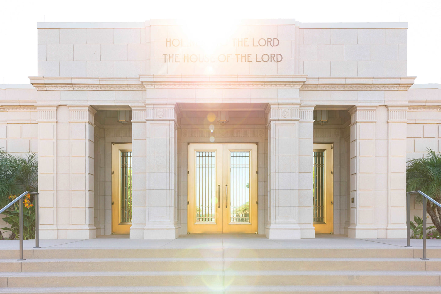 Walk into the light of the Holy Temple in this beautiful fine art display of the Mesa, Arizona temple entrance. Golden doors greet you and the light of the morning sun descends, reflecting down the temple steps. The perfect way to begin a day! Photography by H. Walker @hwphotoart and @thelightgallery_