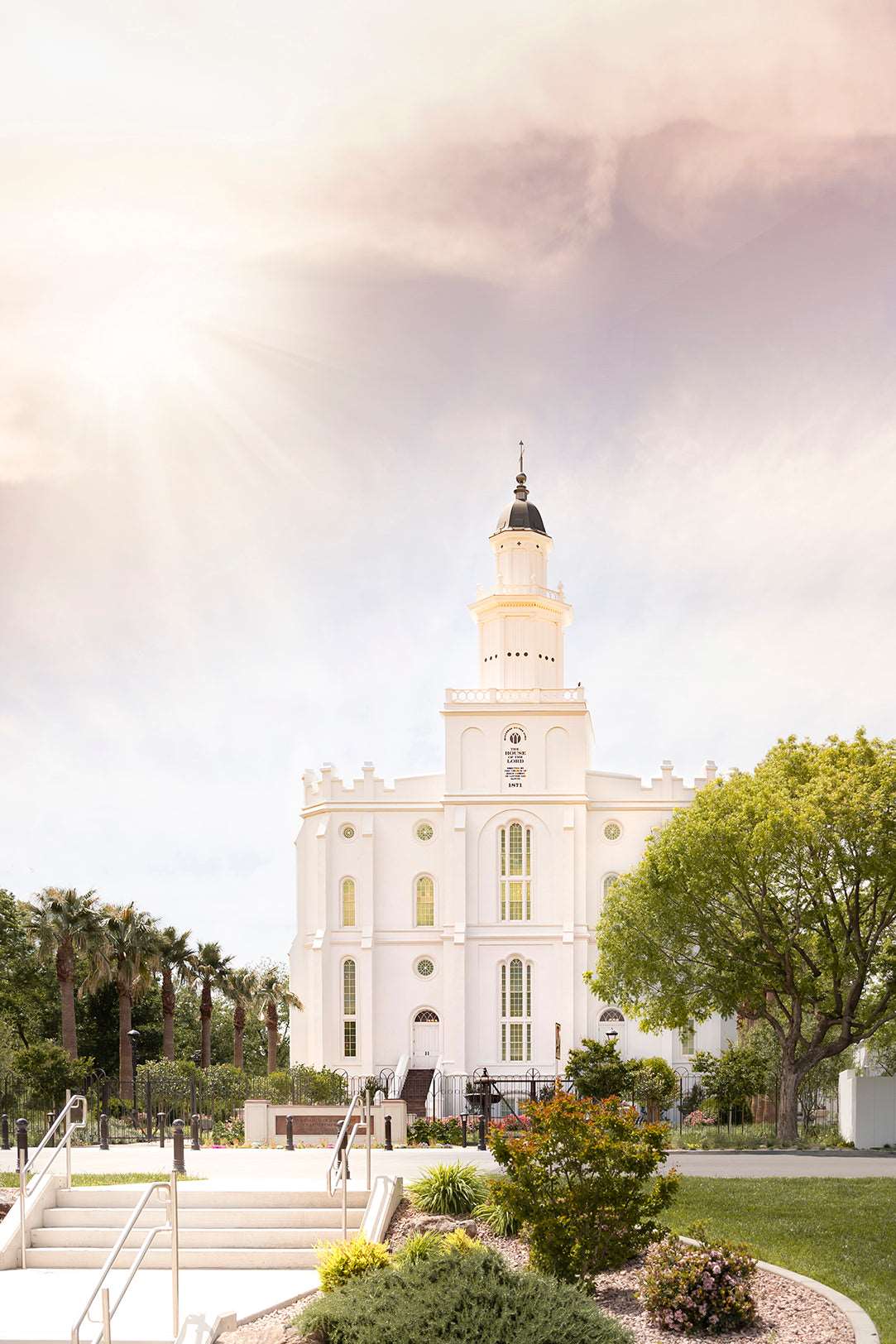 St. George Utah Temple Standing tall after a complete renovation. This pioneer era temple transcends the test of time through beautiful architecture and incredible heritage carvings. Burst of sunlight from the clouds reminding us that Christ will lead us back to Him- through our temple covenants. Enjoy this fresh, bright and modern view of a classic pioneer era temple in your home. Artist- H. Walker @hwphotoart