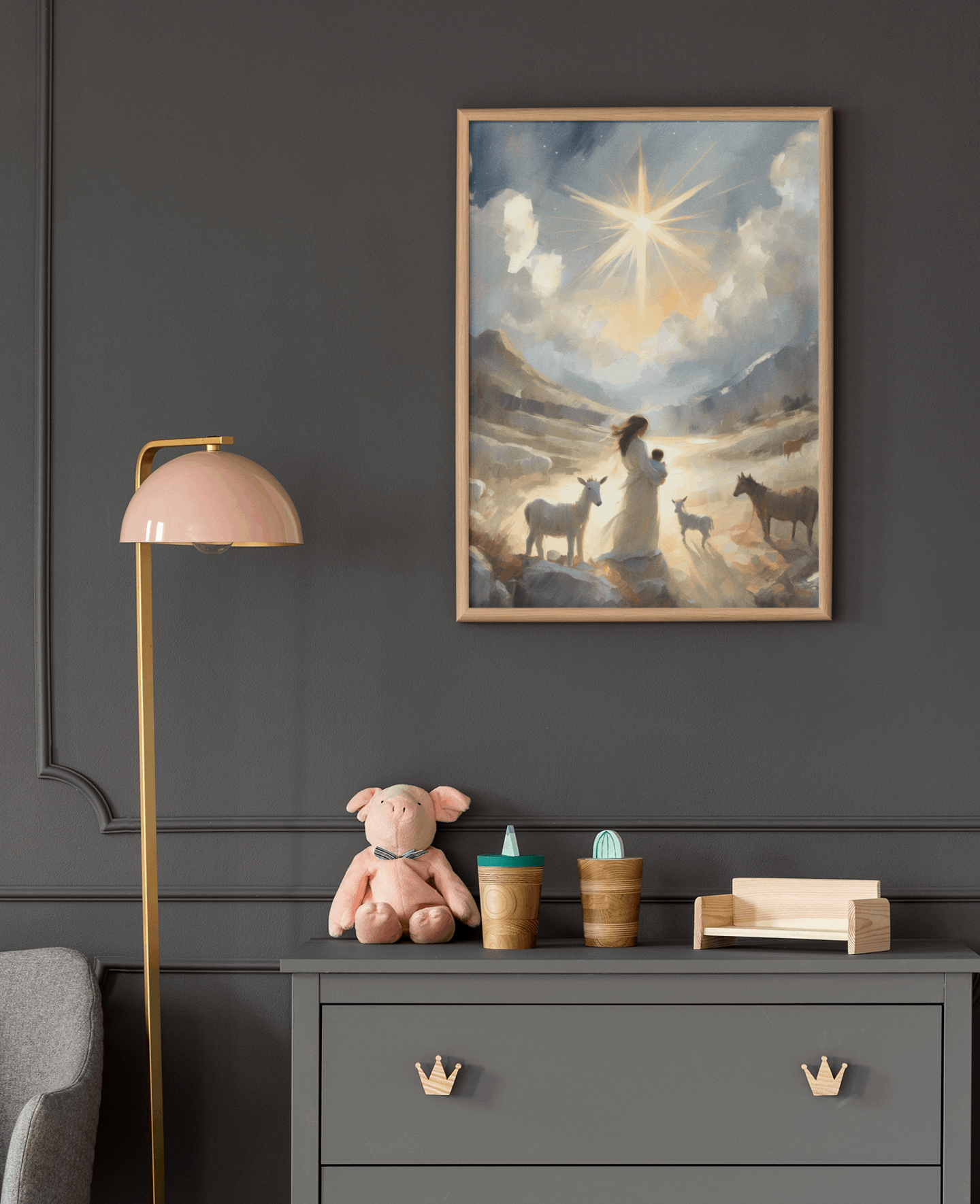 Christmas digital art print of the new young mother Mary on the night of the Christ child's birth. Beautiful hung in any room on its own or paired with the entire "Night of Light" nativity collection! By H. Walker hwphotoart for @thelightgallery_