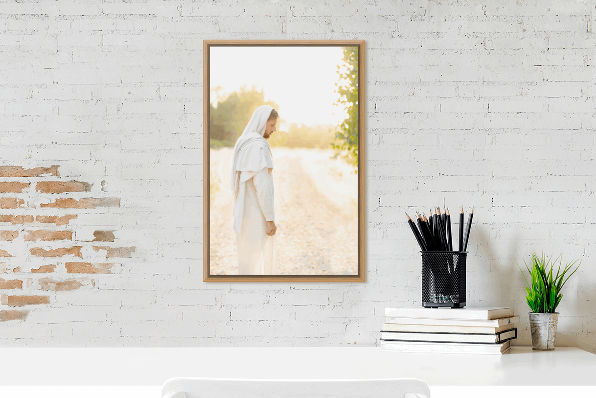 Infusing light into any space, this portrait of Christ embodies a brightness of hope and kindness. Calming hues of neutral colors compliment all types of home decor. Modern minimalist portrait of Jesus Christ for your Christian home or as the perfect gift for someone you love. Portrait by H. Walker Photoart @thelightgallery_
