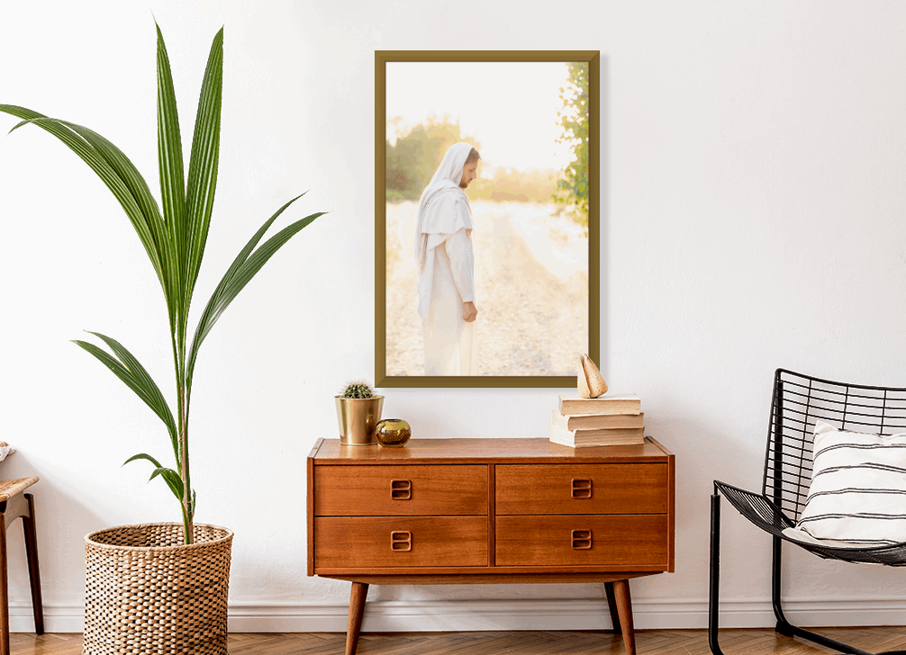 Infusing light into any space, this portrait of Christ embodies a brightness of hope and kindness. Calming hues of neutral colors compliment all types of home decor. Modern minimalist portrait of Jesus Christ for your Christian home or as the perfect gift for someone you love. Portrait by H. Walker Photoart @thelightgallery_