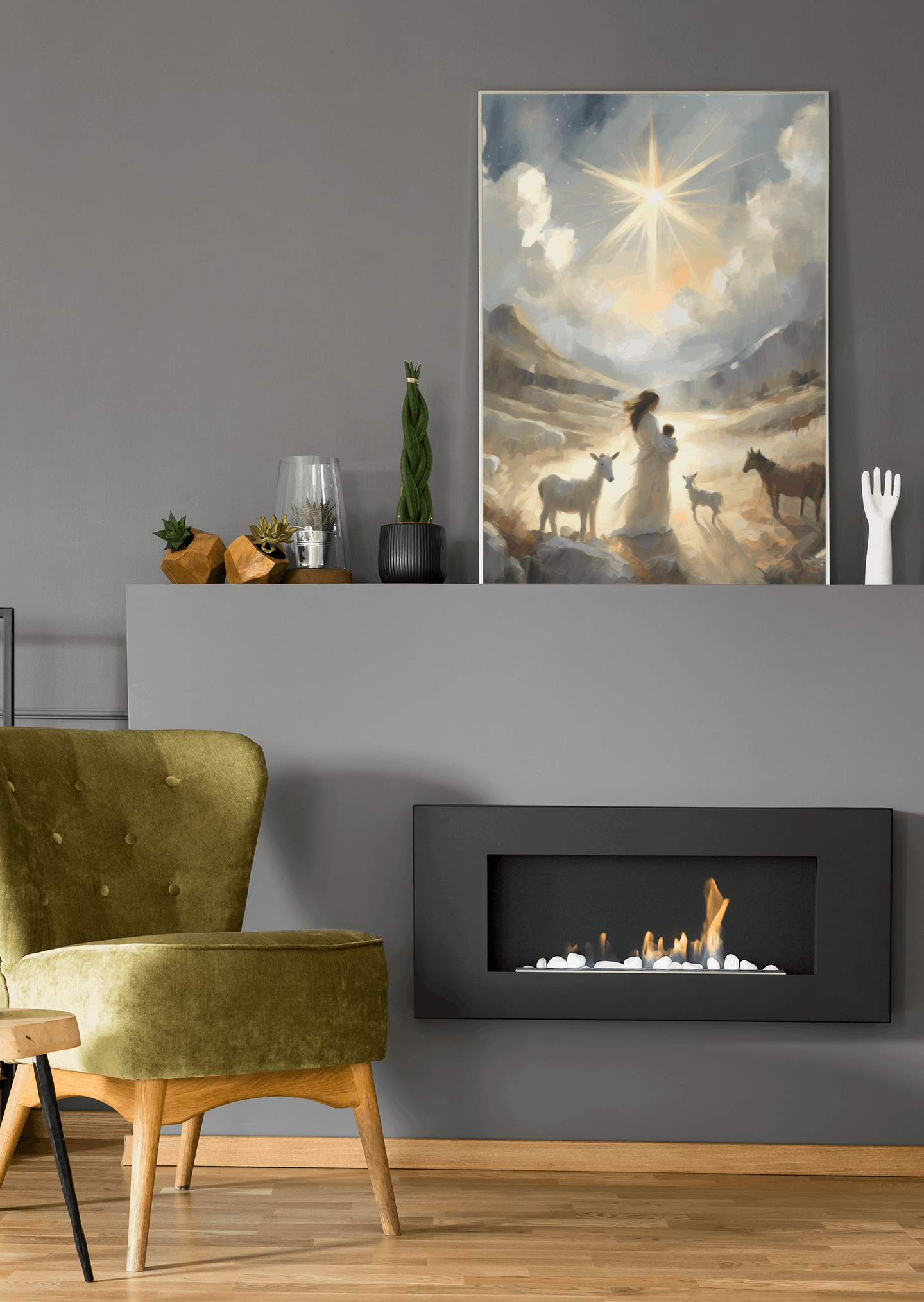 Christmas digital art print of the new young mother Mary on the night of the Christ child's birth. Beautiful hung in any room on its own or paired with the entire "Night of Light" nativity collection! By H. Walker hwphotoart for @thelightgallery_