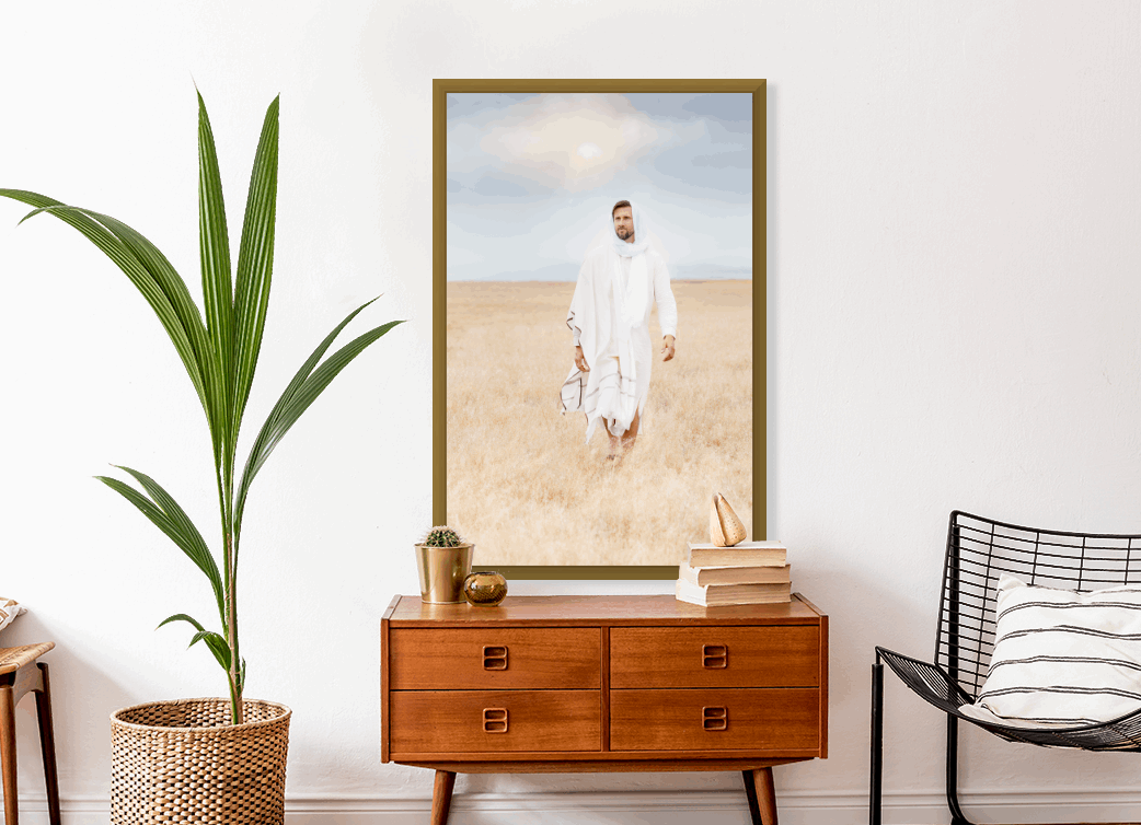 Infusing light into any space, this portrait of Christ embodies a brightness of hope and kindness. Calming hues of neutral colors compliment all types of home decor. Modern minimalist portrait of Jesus Christ for your Christian home or as the perfect gift for someone you love. H. Walker @thelightgallery_