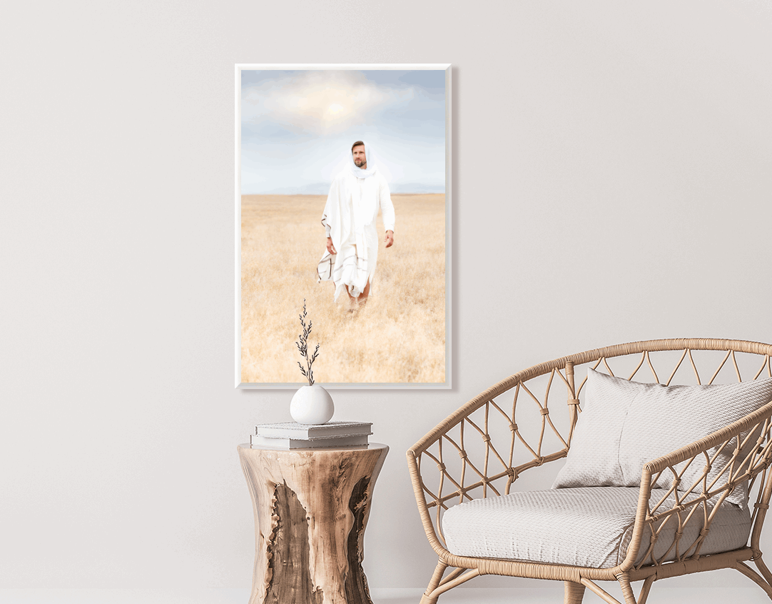 Infusing light into any space, this portrait of Christ embodies a brightness of hope and kindness. Calming hues of neutral colors compliment all types of home decor. Modern minimalist portrait of Jesus Christ for your Christian home or as the perfect gift for someone you love. H. Walker @thelightgallery_