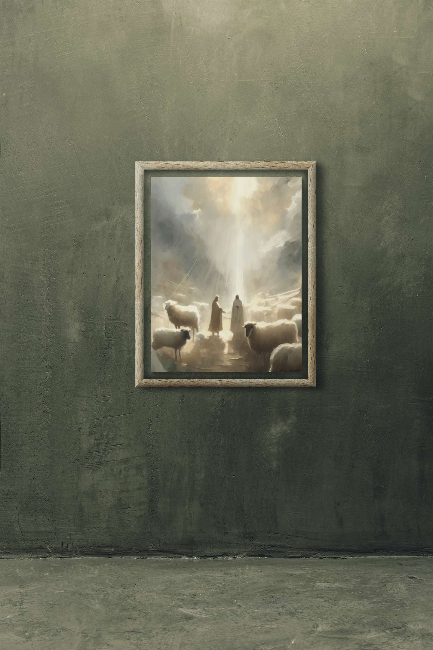 Christmas digital art print of the faithful shepherds abiding in the field and witnessing angels. Beautiful hung in any room on its own or paired with the entire "Night of Light" collection! Digital Art by H. Walker for @thelightgallery_